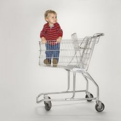 child in shopping cart