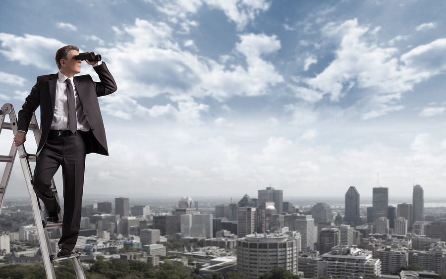 man overlooking city