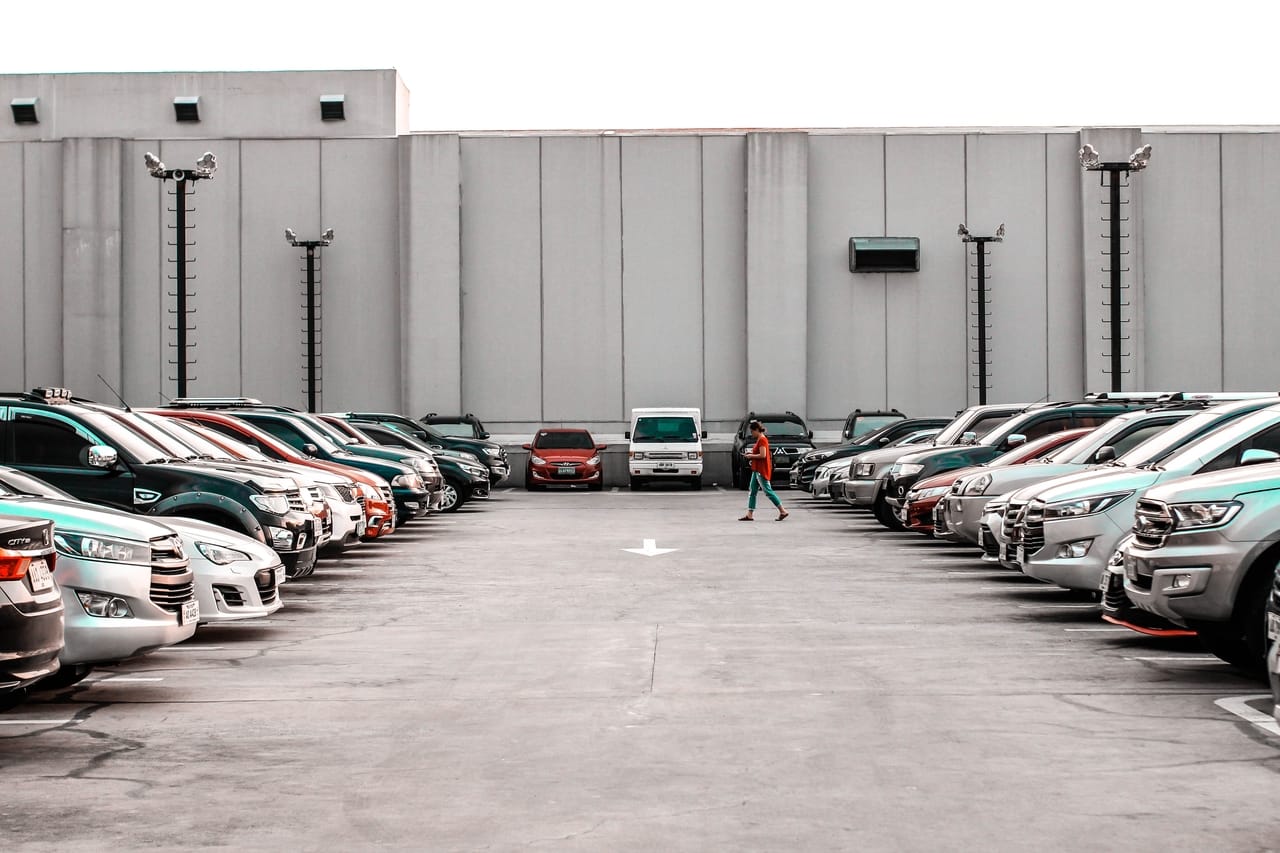 Person walking in parking lot