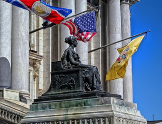 Essex County New Jersey courthouse statute and flags